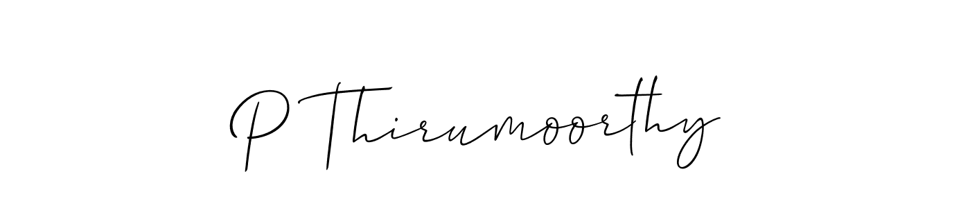 Use a signature maker to create a handwritten signature online. With this signature software, you can design (Allison_Script) your own signature for name P Thirumoorthy. P Thirumoorthy signature style 2 images and pictures png