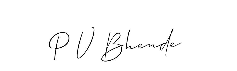 You should practise on your own different ways (Allison_Script) to write your name (P V Bhende) in signature. don't let someone else do it for you. P V Bhende signature style 2 images and pictures png