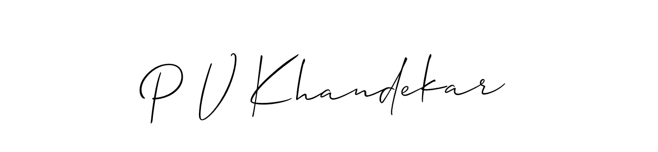 Use a signature maker to create a handwritten signature online. With this signature software, you can design (Allison_Script) your own signature for name P V Khandekar. P V Khandekar signature style 2 images and pictures png