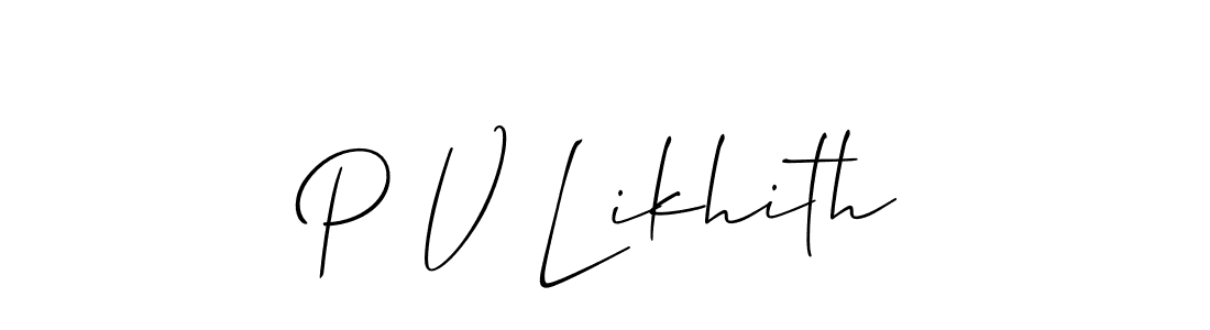 Make a beautiful signature design for name P V Likhith. With this signature (Allison_Script) style, you can create a handwritten signature for free. P V Likhith signature style 2 images and pictures png