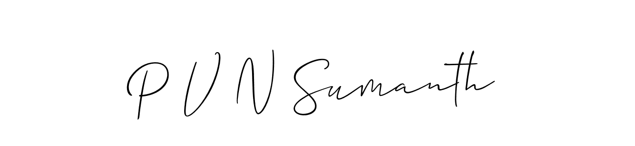 Similarly Allison_Script is the best handwritten signature design. Signature creator online .You can use it as an online autograph creator for name P V N Sumanth. P V N Sumanth signature style 2 images and pictures png