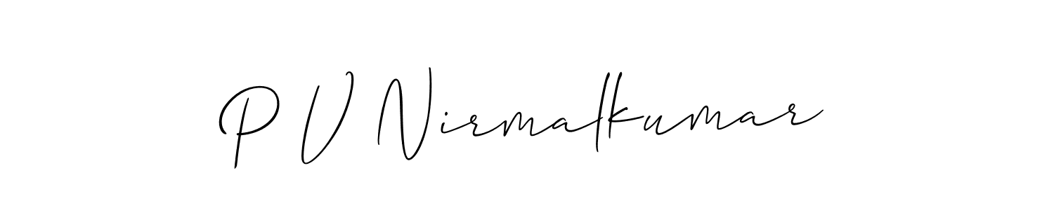 Also You can easily find your signature by using the search form. We will create P V Nirmalkumar name handwritten signature images for you free of cost using Allison_Script sign style. P V Nirmalkumar signature style 2 images and pictures png