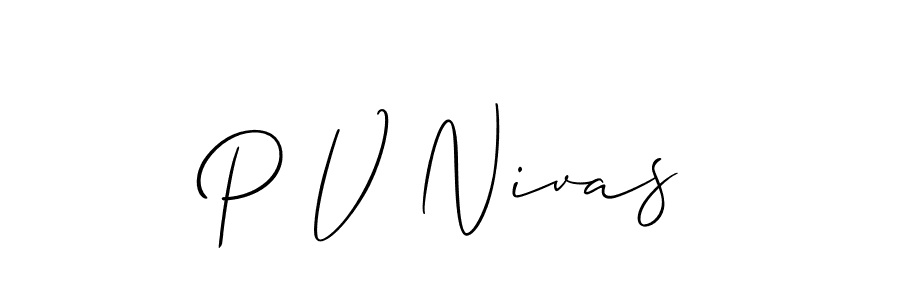 Create a beautiful signature design for name P V Nivas. With this signature (Allison_Script) fonts, you can make a handwritten signature for free. P V Nivas signature style 2 images and pictures png