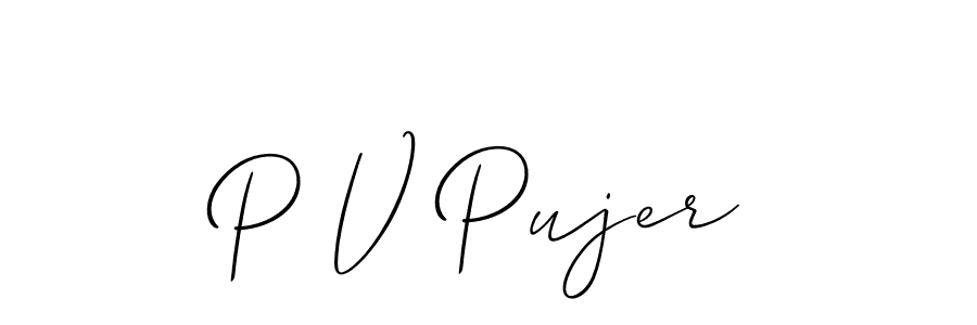 Use a signature maker to create a handwritten signature online. With this signature software, you can design (Allison_Script) your own signature for name P V Pujer. P V Pujer signature style 2 images and pictures png