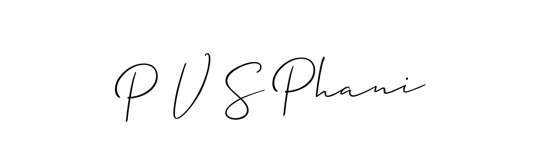 Make a short P V S Phani signature style. Manage your documents anywhere anytime using Allison_Script. Create and add eSignatures, submit forms, share and send files easily. P V S Phani signature style 2 images and pictures png