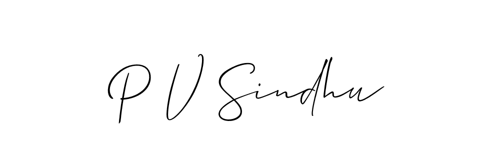 Allison_Script is a professional signature style that is perfect for those who want to add a touch of class to their signature. It is also a great choice for those who want to make their signature more unique. Get P V Sindhu name to fancy signature for free. P V Sindhu signature style 2 images and pictures png