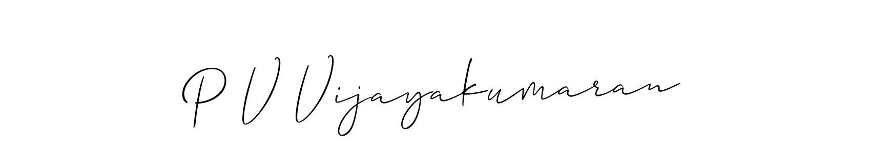 Make a beautiful signature design for name P V Vijayakumaran. With this signature (Allison_Script) style, you can create a handwritten signature for free. P V Vijayakumaran signature style 2 images and pictures png
