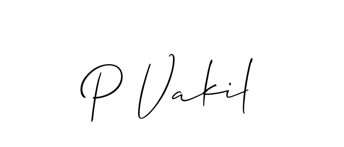 Make a beautiful signature design for name P Vakil. With this signature (Allison_Script) style, you can create a handwritten signature for free. P Vakil signature style 2 images and pictures png