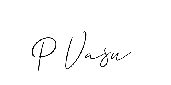 Also You can easily find your signature by using the search form. We will create P Vasu name handwritten signature images for you free of cost using Allison_Script sign style. P Vasu signature style 2 images and pictures png