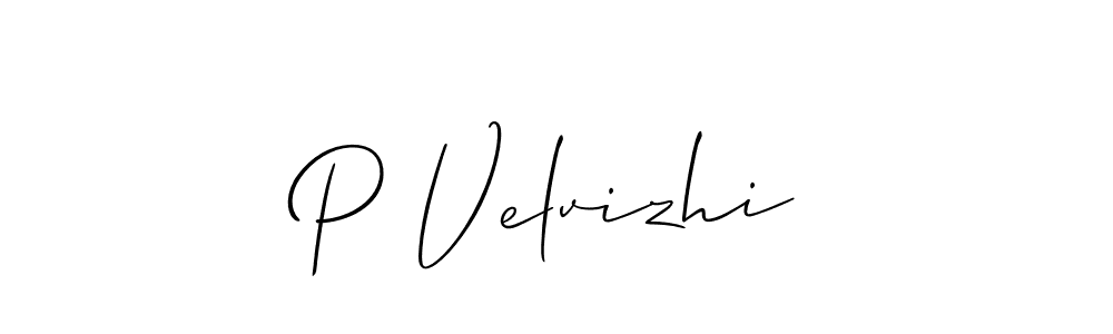 The best way (Allison_Script) to make a short signature is to pick only two or three words in your name. The name P Velvizhi include a total of six letters. For converting this name. P Velvizhi signature style 2 images and pictures png