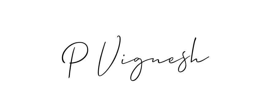 How to make P Vignesh signature? Allison_Script is a professional autograph style. Create handwritten signature for P Vignesh name. P Vignesh signature style 2 images and pictures png