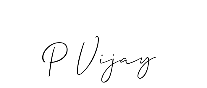 Design your own signature with our free online signature maker. With this signature software, you can create a handwritten (Allison_Script) signature for name P Vijay. P Vijay signature style 2 images and pictures png