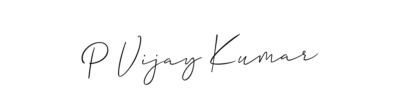 Also we have P Vijay Kumar name is the best signature style. Create professional handwritten signature collection using Allison_Script autograph style. P Vijay Kumar signature style 2 images and pictures png