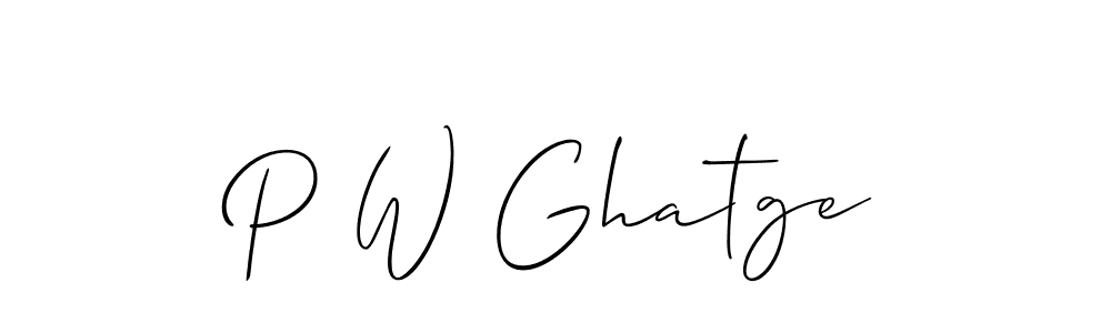 Allison_Script is a professional signature style that is perfect for those who want to add a touch of class to their signature. It is also a great choice for those who want to make their signature more unique. Get P W Ghatge name to fancy signature for free. P W Ghatge signature style 2 images and pictures png