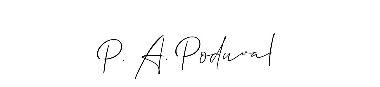 This is the best signature style for the P. A. Poduval name. Also you like these signature font (Allison_Script). Mix name signature. P. A. Poduval signature style 2 images and pictures png