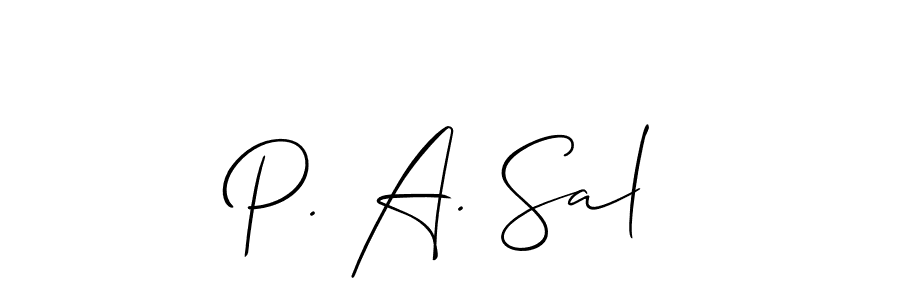 You can use this online signature creator to create a handwritten signature for the name P. A. Sal. This is the best online autograph maker. P. A. Sal signature style 2 images and pictures png