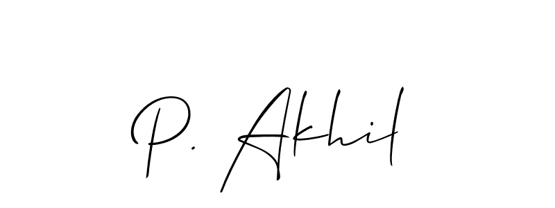 You should practise on your own different ways (Allison_Script) to write your name (P. Akhil) in signature. don't let someone else do it for you. P. Akhil signature style 2 images and pictures png