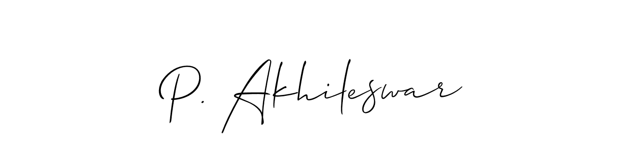 Also we have P. Akhileswar name is the best signature style. Create professional handwritten signature collection using Allison_Script autograph style. P. Akhileswar signature style 2 images and pictures png