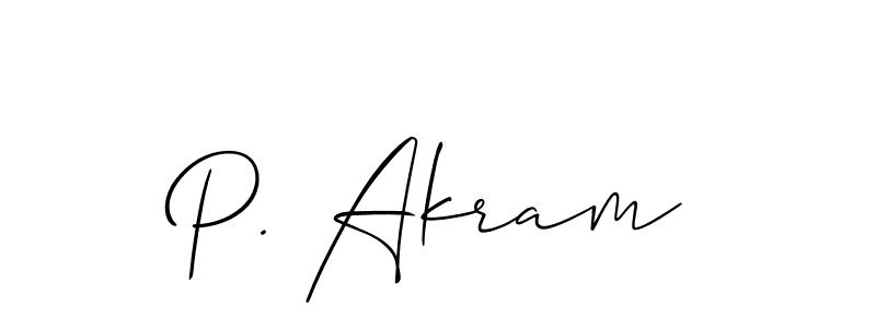 Make a short P. Akram signature style. Manage your documents anywhere anytime using Allison_Script. Create and add eSignatures, submit forms, share and send files easily. P. Akram signature style 2 images and pictures png