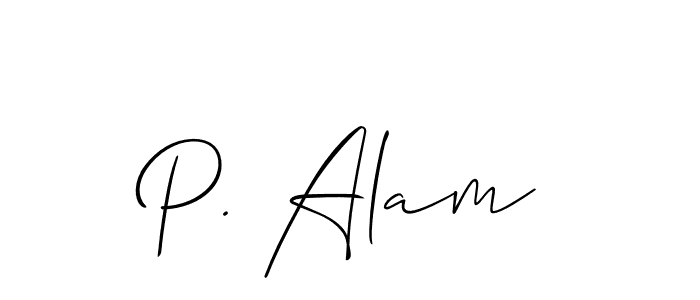 Design your own signature with our free online signature maker. With this signature software, you can create a handwritten (Allison_Script) signature for name P. Alam. P. Alam signature style 2 images and pictures png