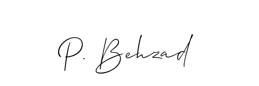 Design your own signature with our free online signature maker. With this signature software, you can create a handwritten (Allison_Script) signature for name P. Behzad. P. Behzad signature style 2 images and pictures png