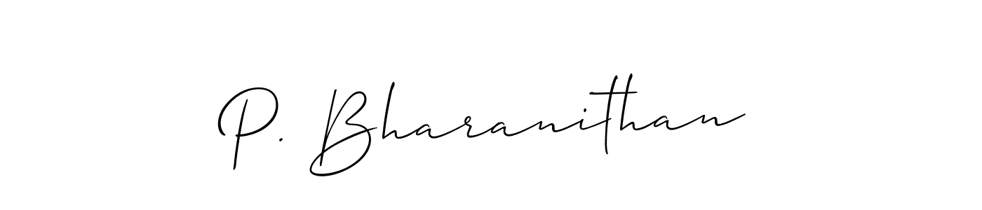 Use a signature maker to create a handwritten signature online. With this signature software, you can design (Allison_Script) your own signature for name P. Bharanithan. P. Bharanithan signature style 2 images and pictures png
