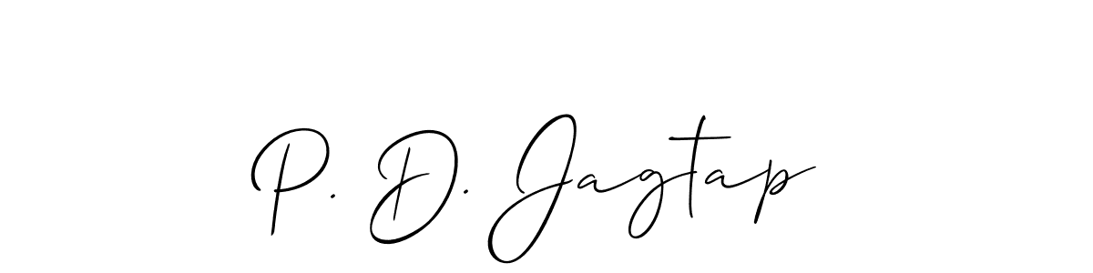 Similarly Allison_Script is the best handwritten signature design. Signature creator online .You can use it as an online autograph creator for name P. D. Jagtap. P. D. Jagtap signature style 2 images and pictures png