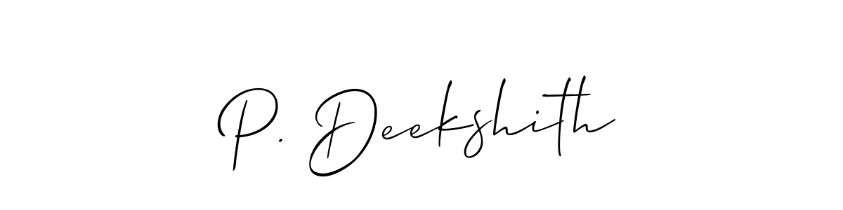 This is the best signature style for the P. Deekshith name. Also you like these signature font (Allison_Script). Mix name signature. P. Deekshith signature style 2 images and pictures png