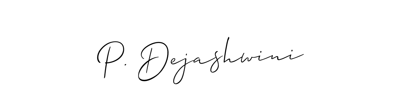 This is the best signature style for the P. Dejashwini name. Also you like these signature font (Allison_Script). Mix name signature. P. Dejashwini signature style 2 images and pictures png
