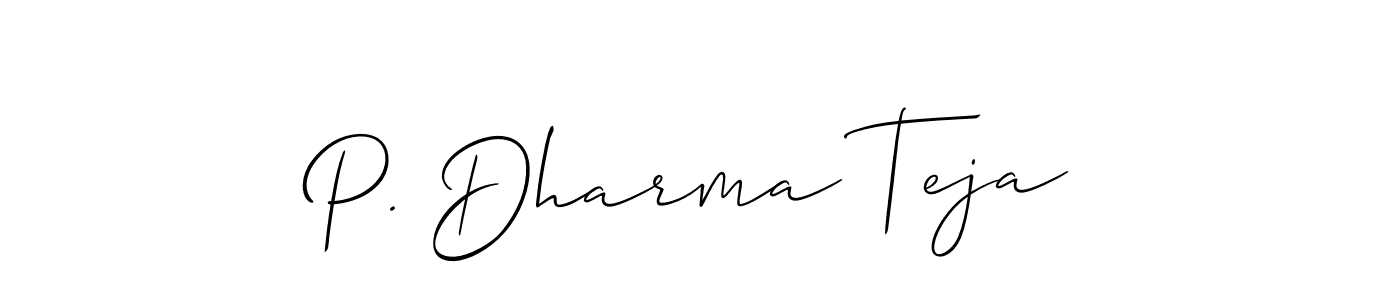 Make a short P. Dharma Teja signature style. Manage your documents anywhere anytime using Allison_Script. Create and add eSignatures, submit forms, share and send files easily. P. Dharma Teja signature style 2 images and pictures png