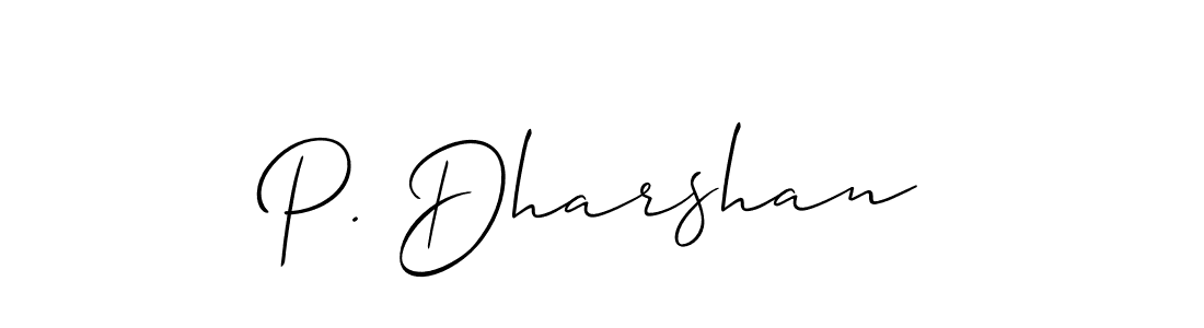 Also we have P. Dharshan name is the best signature style. Create professional handwritten signature collection using Allison_Script autograph style. P. Dharshan signature style 2 images and pictures png