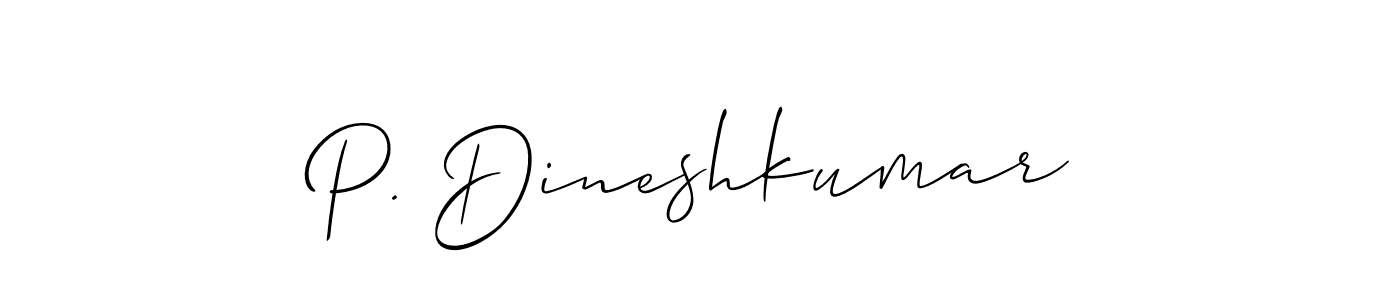 This is the best signature style for the P. Dineshkumar name. Also you like these signature font (Allison_Script). Mix name signature. P. Dineshkumar signature style 2 images and pictures png