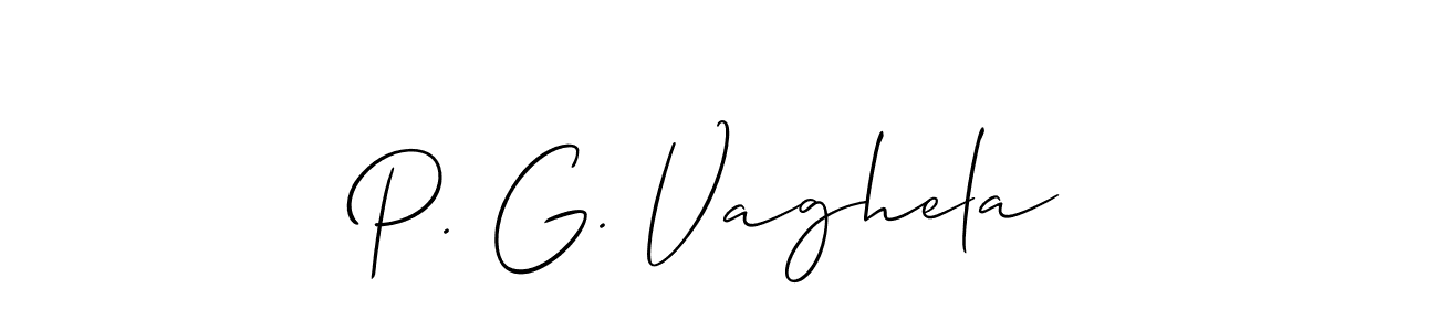 Similarly Allison_Script is the best handwritten signature design. Signature creator online .You can use it as an online autograph creator for name P. G. Vaghela. P. G. Vaghela signature style 2 images and pictures png