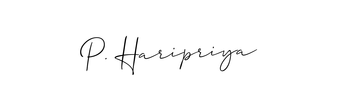 Create a beautiful signature design for name P. Haripriya. With this signature (Allison_Script) fonts, you can make a handwritten signature for free. P. Haripriya signature style 2 images and pictures png