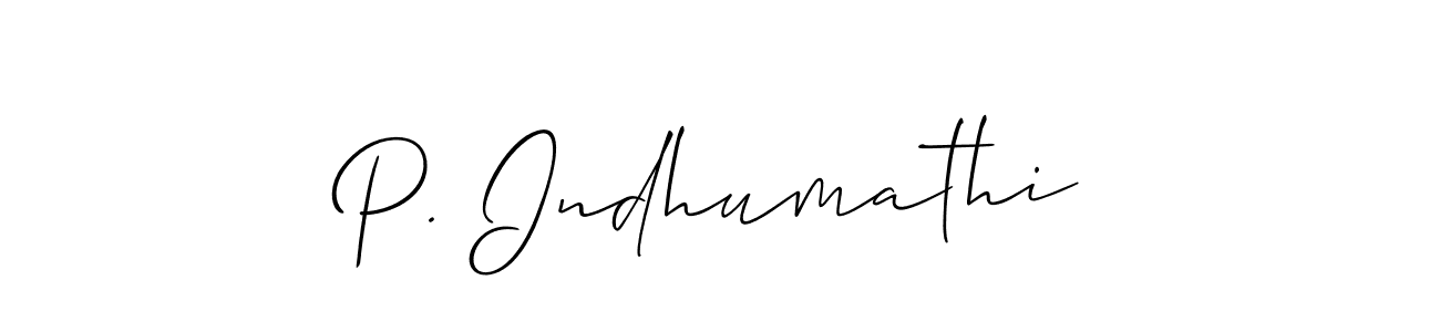 Allison_Script is a professional signature style that is perfect for those who want to add a touch of class to their signature. It is also a great choice for those who want to make their signature more unique. Get P. Indhumathi name to fancy signature for free. P. Indhumathi signature style 2 images and pictures png