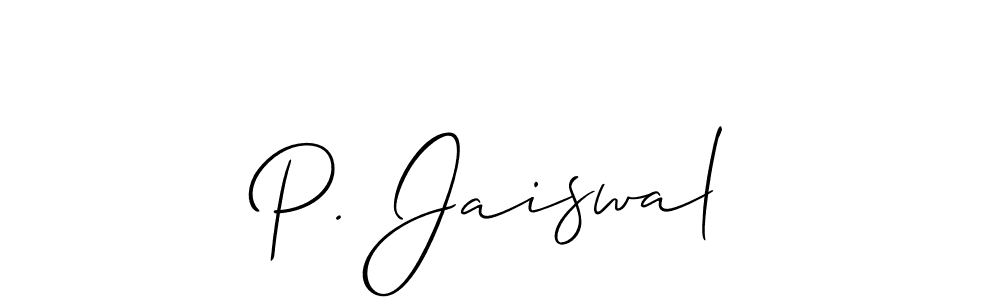 Design your own signature with our free online signature maker. With this signature software, you can create a handwritten (Allison_Script) signature for name P. Jaiswal. P. Jaiswal signature style 2 images and pictures png