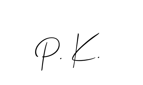 How to make P. K. name signature. Use Allison_Script style for creating short signs online. This is the latest handwritten sign. P. K. signature style 2 images and pictures png