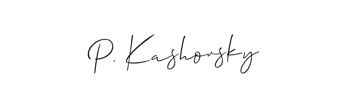 How to make P. Kashovsky signature? Allison_Script is a professional autograph style. Create handwritten signature for P. Kashovsky name. P. Kashovsky signature style 2 images and pictures png