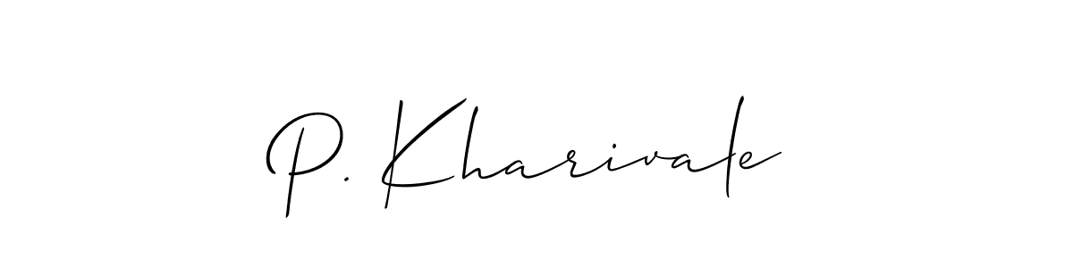 Design your own signature with our free online signature maker. With this signature software, you can create a handwritten (Allison_Script) signature for name P. Kharivale. P. Kharivale signature style 2 images and pictures png