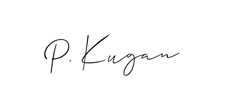 Use a signature maker to create a handwritten signature online. With this signature software, you can design (Allison_Script) your own signature for name P. Kugan. P. Kugan signature style 2 images and pictures png