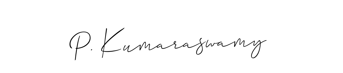 Also You can easily find your signature by using the search form. We will create P. Kumaraswamy name handwritten signature images for you free of cost using Allison_Script sign style. P. Kumaraswamy signature style 2 images and pictures png