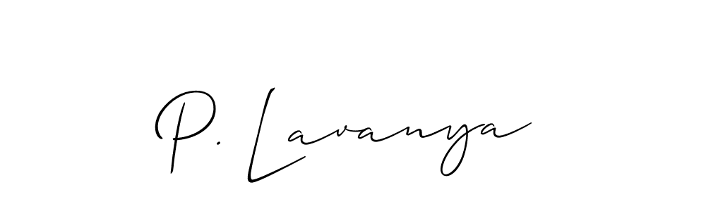How to make P. Lavanya name signature. Use Allison_Script style for creating short signs online. This is the latest handwritten sign. P. Lavanya signature style 2 images and pictures png