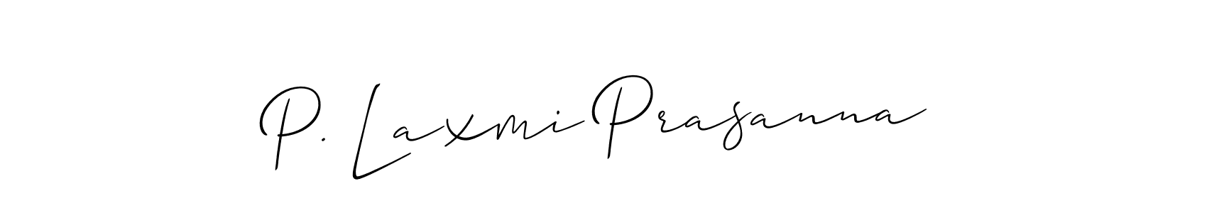 Also You can easily find your signature by using the search form. We will create P. Laxmi Prasanna name handwritten signature images for you free of cost using Allison_Script sign style. P. Laxmi Prasanna signature style 2 images and pictures png