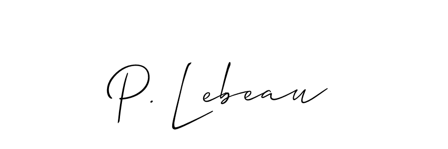 Also You can easily find your signature by using the search form. We will create P. Lebeau name handwritten signature images for you free of cost using Allison_Script sign style. P. Lebeau signature style 2 images and pictures png