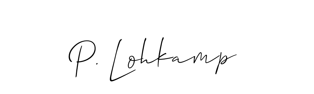 How to make P. Lohkamp name signature. Use Allison_Script style for creating short signs online. This is the latest handwritten sign. P. Lohkamp signature style 2 images and pictures png