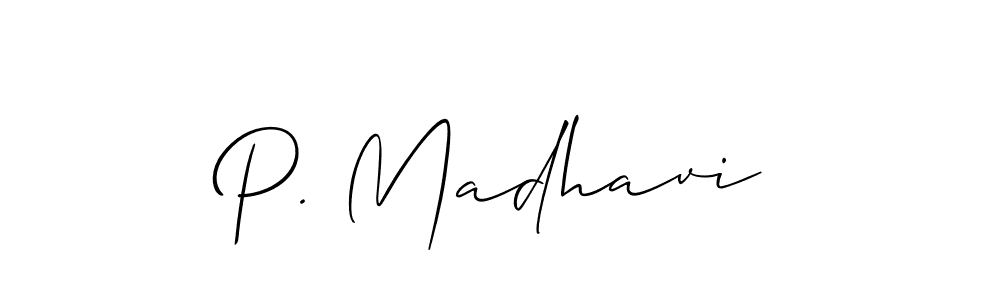 Create a beautiful signature design for name P. Madhavi. With this signature (Allison_Script) fonts, you can make a handwritten signature for free. P. Madhavi signature style 2 images and pictures png