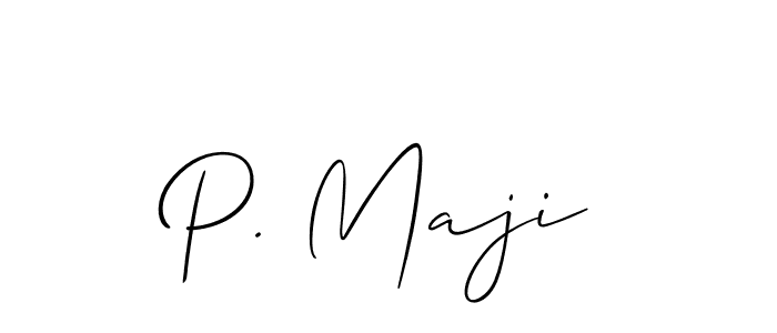 The best way (Allison_Script) to make a short signature is to pick only two or three words in your name. The name P. Maji include a total of six letters. For converting this name. P. Maji signature style 2 images and pictures png