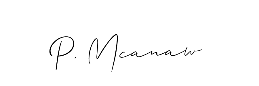 You should practise on your own different ways (Allison_Script) to write your name (P. Mcanaw) in signature. don't let someone else do it for you. P. Mcanaw signature style 2 images and pictures png