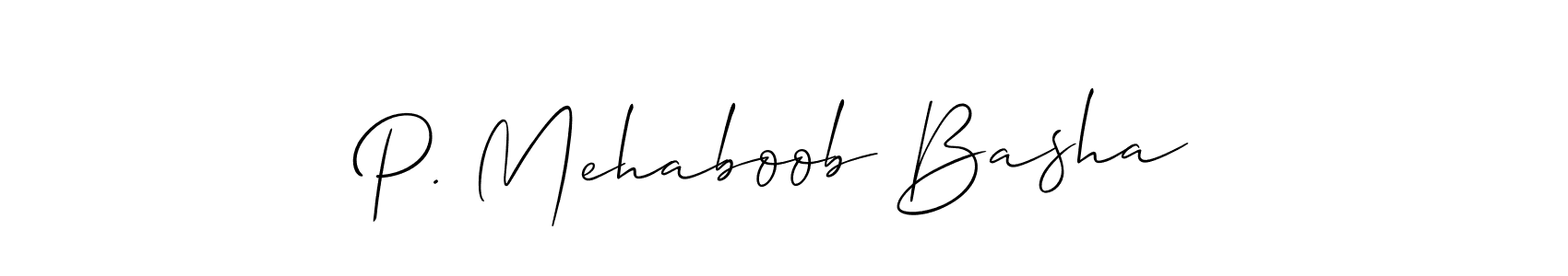 Allison_Script is a professional signature style that is perfect for those who want to add a touch of class to their signature. It is also a great choice for those who want to make their signature more unique. Get P. Mehaboob Basha name to fancy signature for free. P. Mehaboob Basha signature style 2 images and pictures png