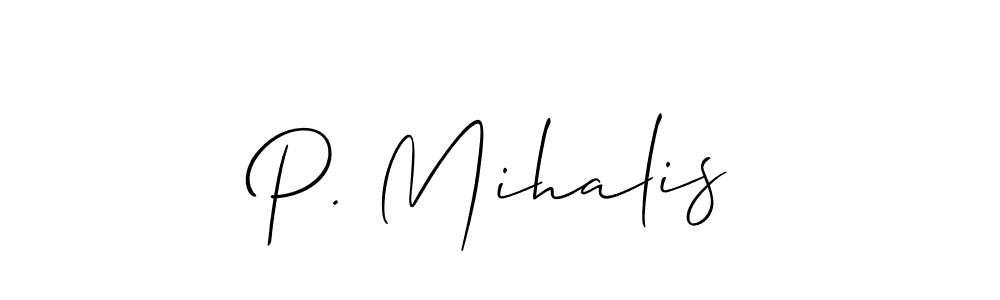 How to make P. Mihalis name signature. Use Allison_Script style for creating short signs online. This is the latest handwritten sign. P. Mihalis signature style 2 images and pictures png